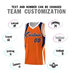 Orange Navy and White Color Block Basketball Uniform Jersey 4