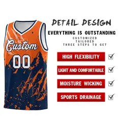 Orange Navy Beast Pattern Sports Basketball Jersey 2