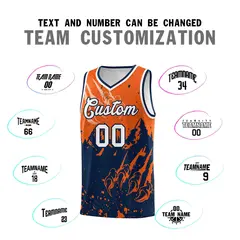 Orange Navy Beast Pattern Sports Basketball Jersey 4