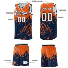Orange Navy Beast Pattern Sports Basketball Jersey 5