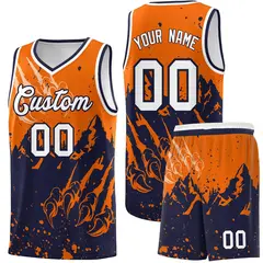 Orange Navy Beast Pattern Sports Basketball Jersey 1