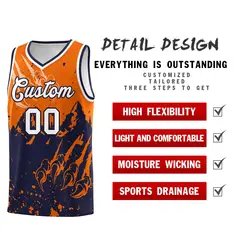 Orange Navy Beast Pattern Sports Basketball Jersey 2