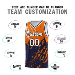 Orange Navy Beast Pattern Sports Basketball Jersey 4