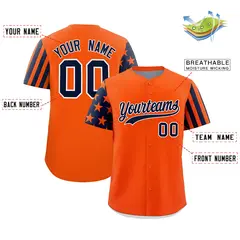 Orange Navy Black American Flag Raglan Baseball Jersey 2