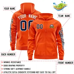 Orange Navy Classic Full-Zip Varsity Letterman Jacket Hoodie 4