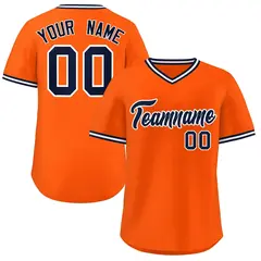 Orange Navy Classic V-Neck Pullover Baseball Jersey 1