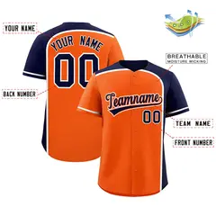 Orange Navy Color Block Authentic Baseball Jersey 2