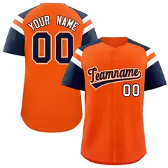 Orange Navy Contrast Raglan Baseball Jersey 1