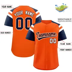 Orange Navy Contrast Raglan Baseball Jersey 2