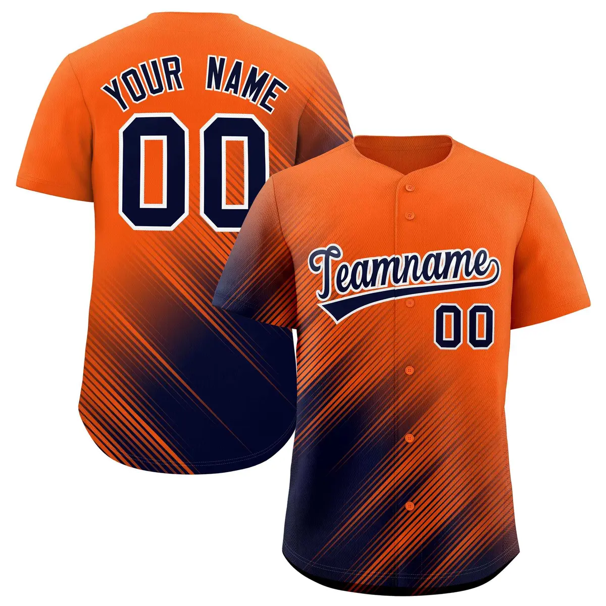 Orange Navy Diagonal Stripe Gradient Fashion Baseball Jersey