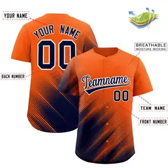 Orange Navy Diagonal Stripe Gradient Fashion Baseball Jersey 2