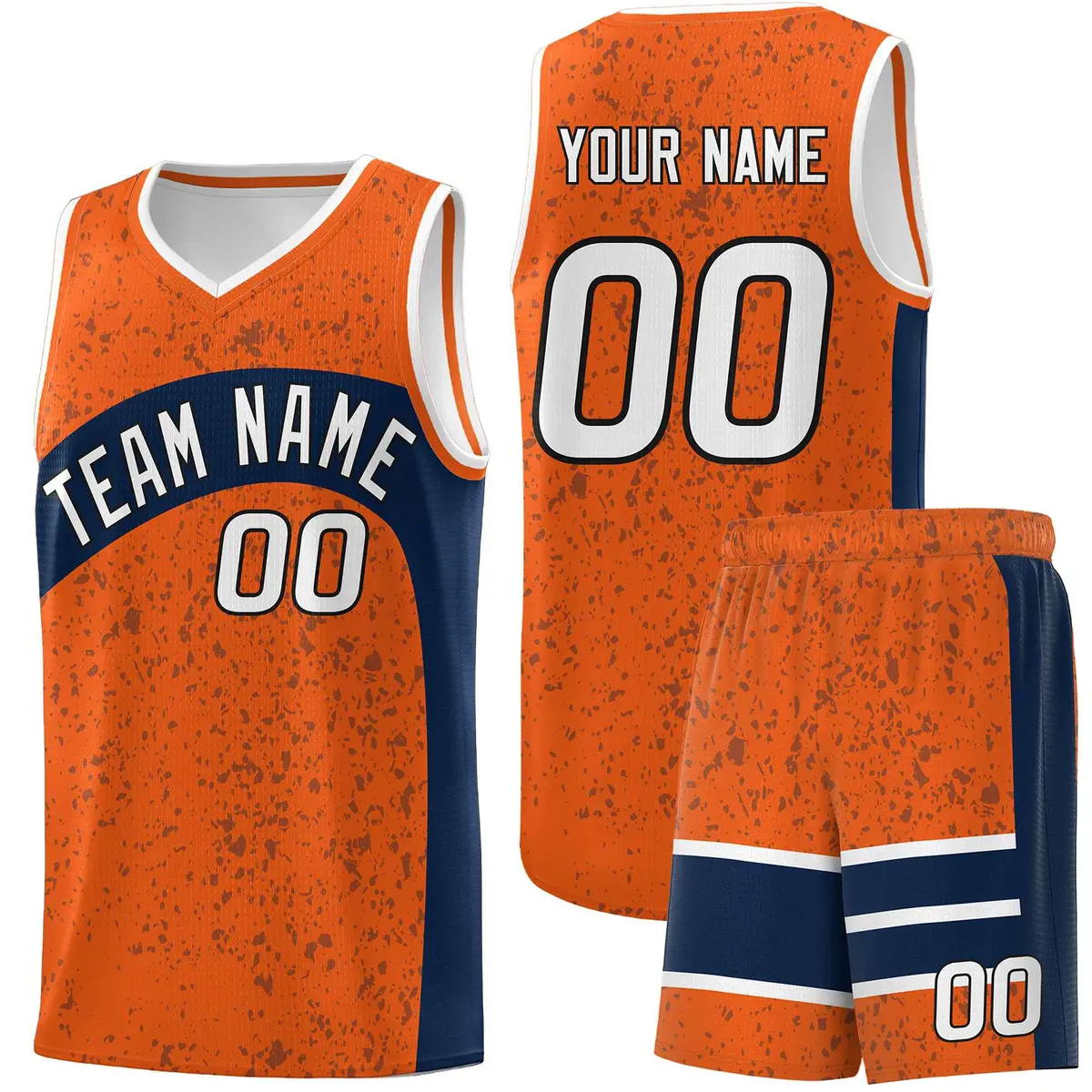 Orange Navy Dot Graffiti Irregular Pattern Basketball Jersey