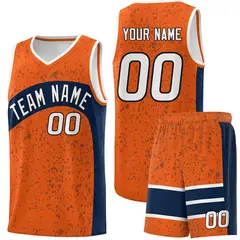 Orange Navy Dot Graffiti Irregular Pattern Basketball Jersey 1