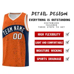 Orange Navy Dot Graffiti Irregular Pattern Basketball Jersey 2