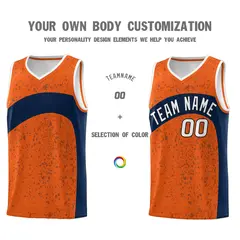 Orange Navy Dot Graffiti Irregular Pattern Basketball Jersey 3