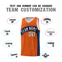 Orange Navy Dot Graffiti Irregular Pattern Basketball Jersey 4