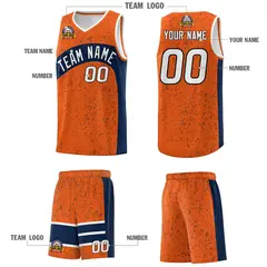 Orange Navy Dot Graffiti Irregular Pattern Basketball Jersey 5
