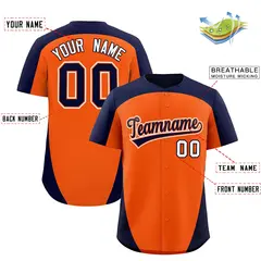 Orange Navy Edge Color Block Baseball Jersey 2
