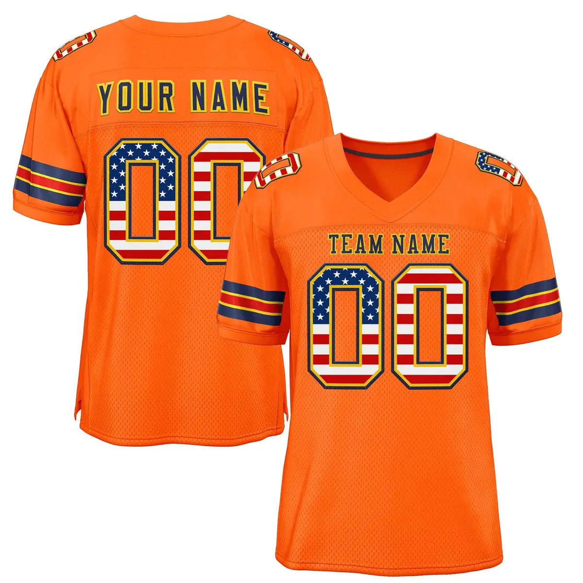 Orange Navy-Gold Classic Authentic Football Jersey