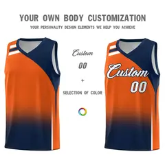 Orange Navy Gradient Basketball Jersey Sports Uniform 3
