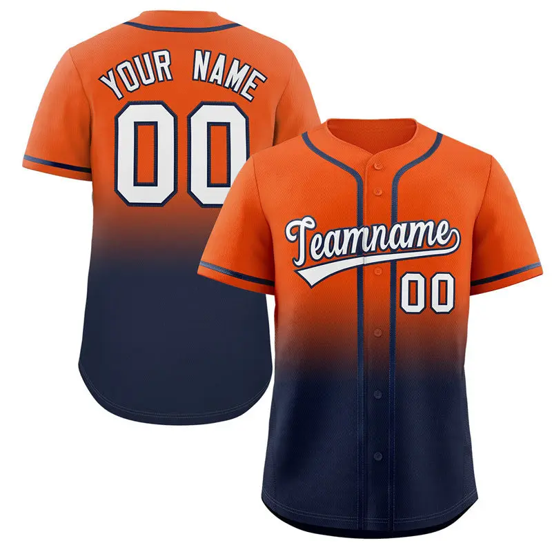 Orange Navy Gradient Fashion Baseball Jersey