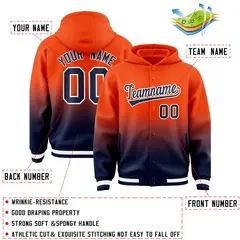 Orange Navy Gradient Letterman Varsity Jacket Hoodie 4