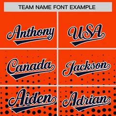 Orange Navy Gradient Polka Dot Full-Snap Letterman Jacket 3