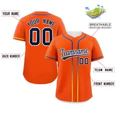 Orange Navy Gradient Ribbed Authentic Baseball Jersey 2