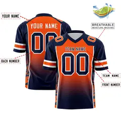 Orange Navy Gradient Side Pattern Authentic Football Jersey 2
