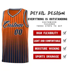 Orange Navy Gradient Stripe Fashion Basketball Jersey 2