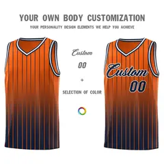 Orange Navy Gradient Stripe Fashion Basketball Jersey 3