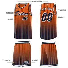 Orange Navy Gradient Stripe Fashion Basketball Jersey 5