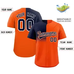 Orange Navy Half Gradient Authentic Baseball Jersey 2