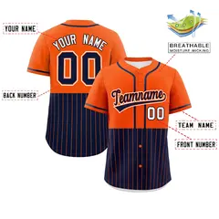 Orange Navy Half Stripe Authentic Baseball Jersey 2