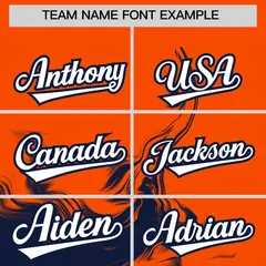 Orange Navy Ink Pattern Authentic Baseball Jersey 3