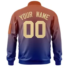 Orange Navy-Khaki Gradient Varsity Letterman Bomber Jacket 4