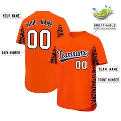 Orange Navy Leopard Graffiti Side Design Baseball Jersey 2