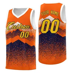 Orange Navy Mountain Fade Gradient Fashion Basketball Jersey 1