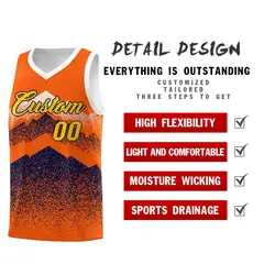 Orange Navy Mountain Fade Gradient Fashion Basketball Jersey 2