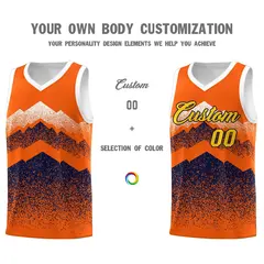 Orange Navy Mountain Fade Gradient Fashion Basketball Jersey 3