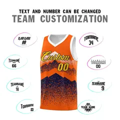 Orange Navy Mountain Fade Gradient Fashion Basketball Jersey 4