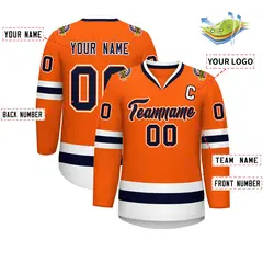 Orange Navy Orange-White Classic Hockey Jersey 2