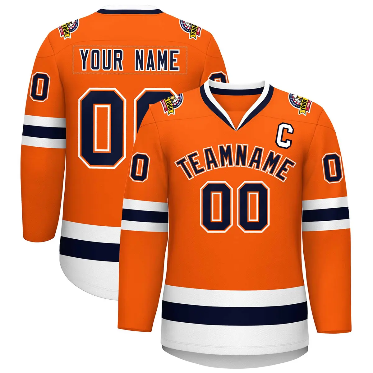 Orange Navy Orange-White Classic Hockey Jersey