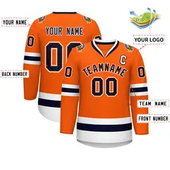 Orange Navy Orange-White Classic Hockey Jersey 2