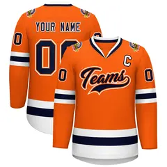Orange Navy Orange-White Classic Hockey Jersey 1
