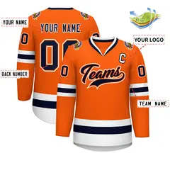 Orange Navy Orange-White Classic Hockey Jersey 2