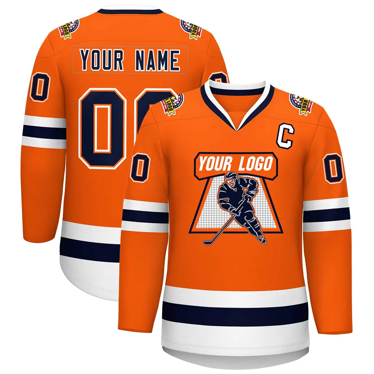 Orange Navy Orange-White Classic Hockey Jersey