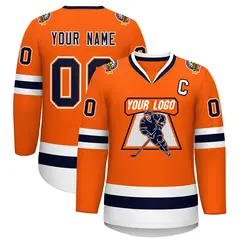 Orange Navy Orange-White Classic Hockey Jersey 1