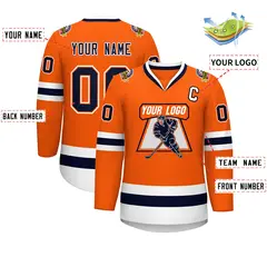 Orange Navy Orange-White Classic Hockey Jersey 2