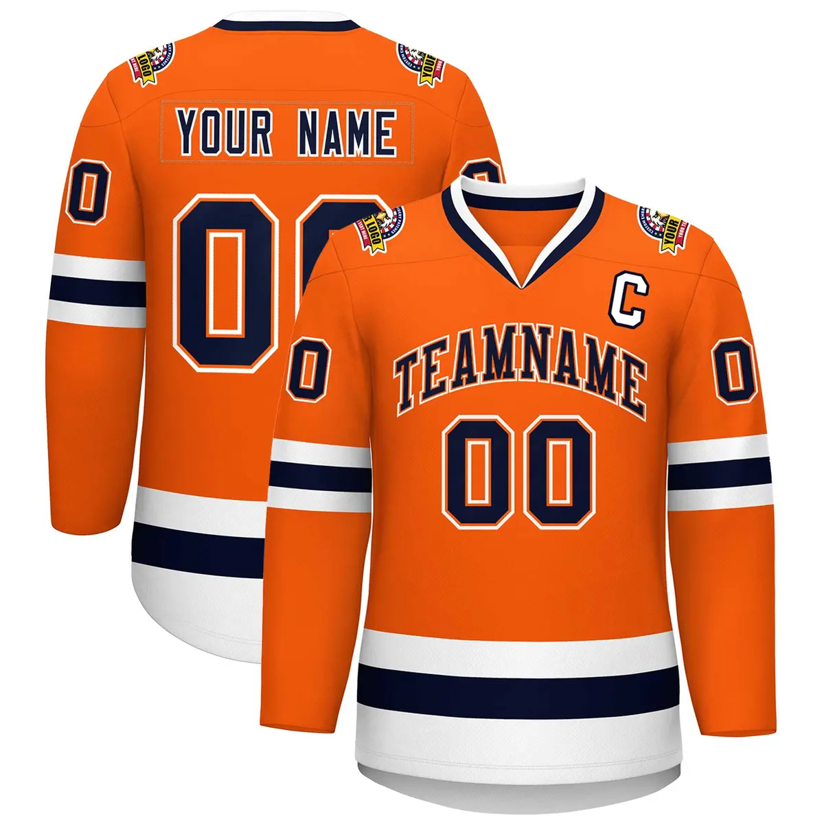 Orange Navy Orange-White Classic Hockey Jersey